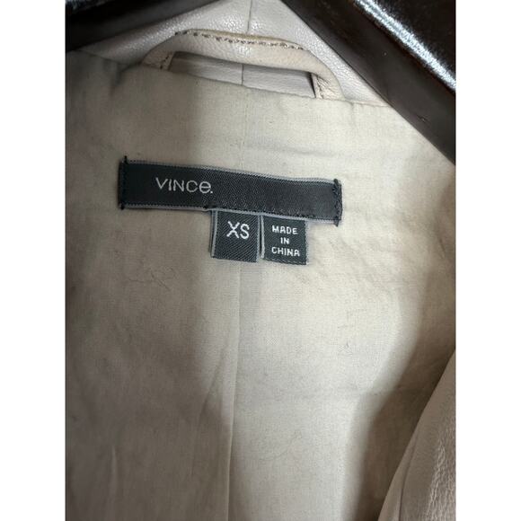 Vince Y2K Women's Lambskin Leather Moto Jacket Cream Women's XS Gilmore girls - Picture 8 of 12